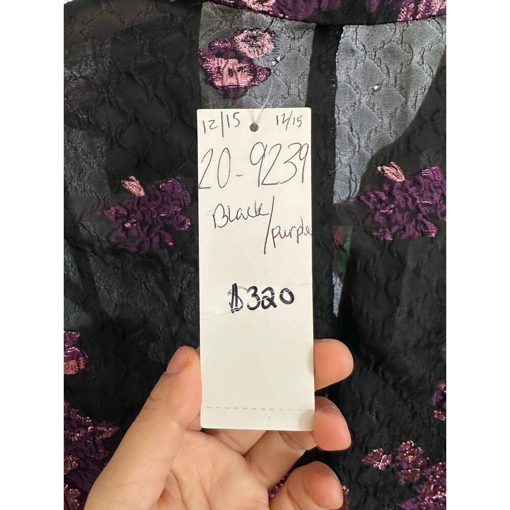 Rickie Freeman Teri Jon Metallic Jacquard Shirt Dress Floral‎ Print Size S 4/6 - Picture 8 of 16
